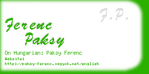 ferenc paksy business card